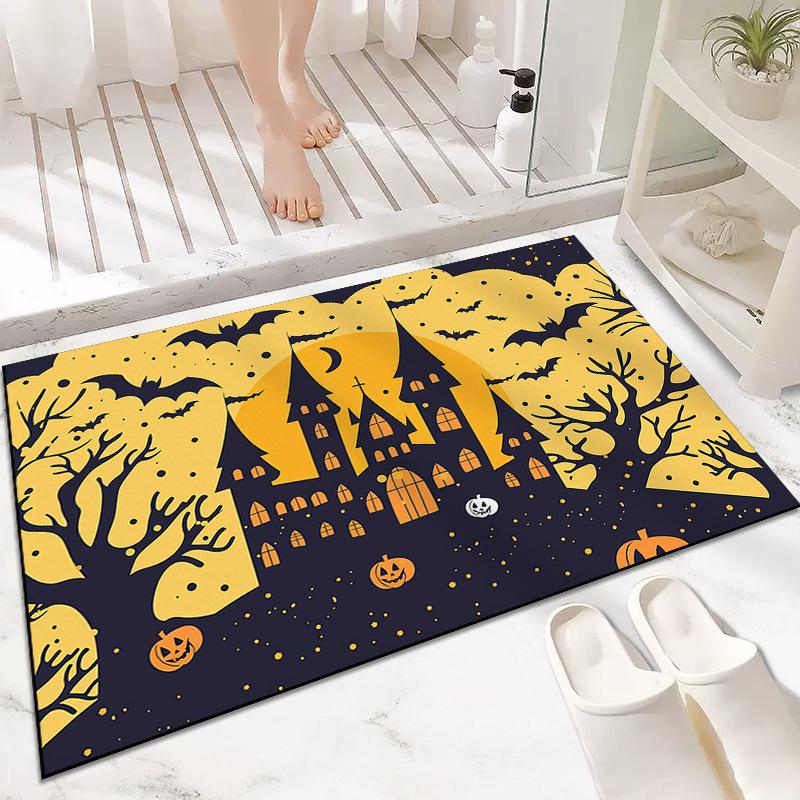 Европейский и американский декоративный коврик для пола на Хэллоуин, коврик для входной двери, коврик для входной двери с изображением тыквы и ведьмы