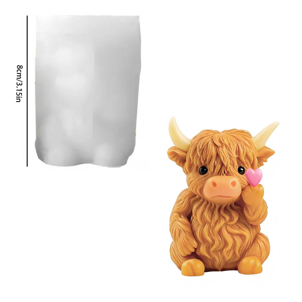 Cute 3D Silicone Mold Standing Mountain Cow Farm Animal DIY Handcrafted Resin Casting Jewelry Making Mould