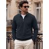 Men S Jacquard Half Zip Long Sleeve Loose Fit Solid Color Sweatshirt With Pockets