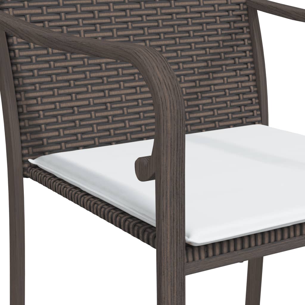 Garden Chairs with Cushions 4 pcs Brown 56 x 59 x 84 cm Poly Rattan