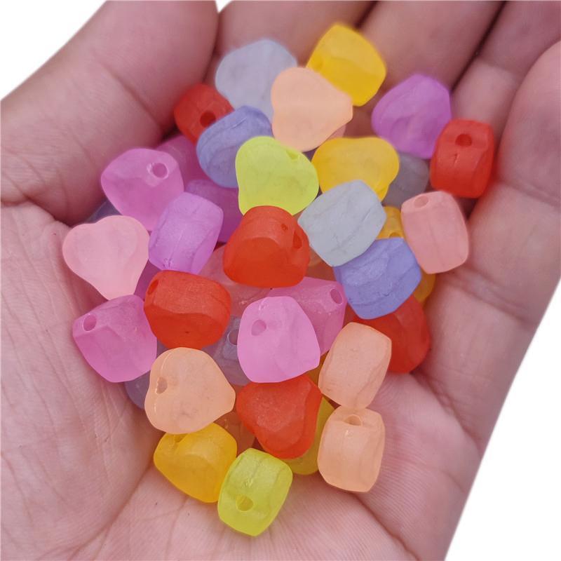 20Pcs Frosted Beads Heart Flower Butterfly Matte Loose Beads DIY Craft for Jewelry Bracelet Making