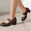 Винтажные женские туфли-Мэри Джейн на среднем каблуке, Мода весна 2025, Черные, Коричневые, На низком каблуке, Для вечеринок, Для ходьбы, Женские туфли-лодочки