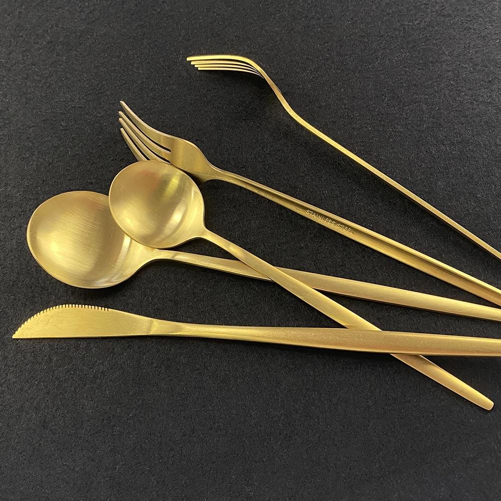 Набор столовых приборов из 20 предметов, черная золотая посуда, матовый нож, ложка, вилка, набор столовых приборов из нержавеющей стали, кухонное серебро, набор столовых приборов