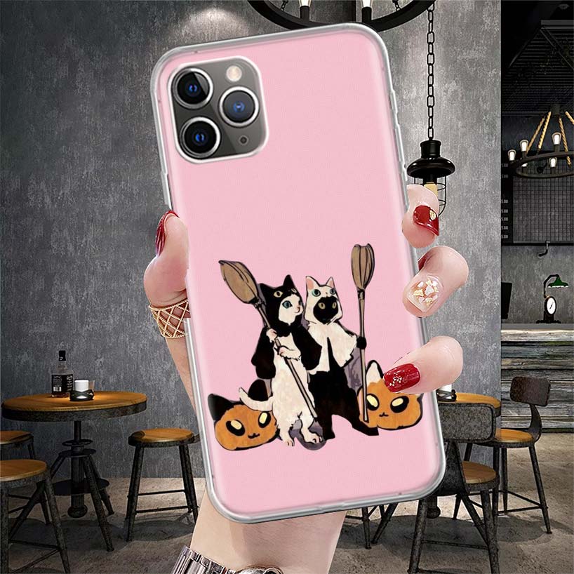 Розовый Череп Кошки Колдунья Ведьма Мягкий Чехол Для Телефона Для IPhone 11 17 Air 16E 16 Pro Max 15 + 14 Plus 13 Mini 12 Apple 7 SE 8 Fundas C
