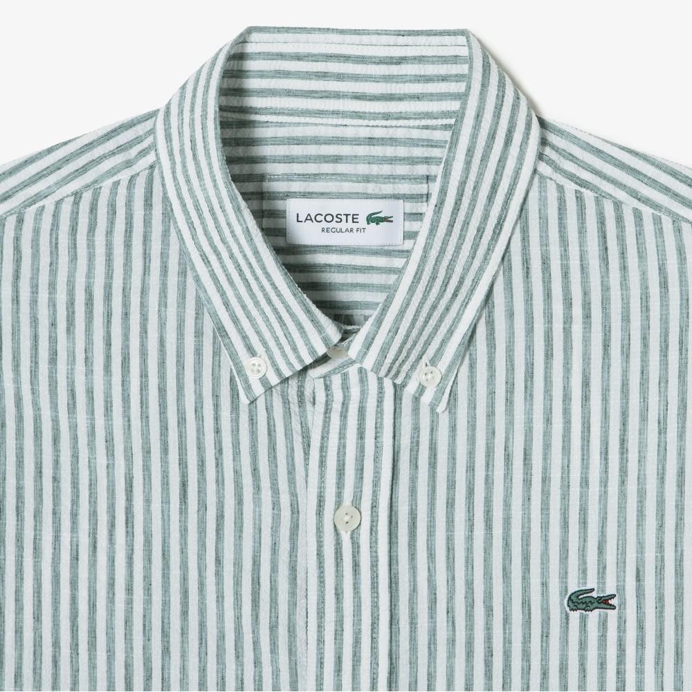 [lacoste] Men's Linen Blend Stripe Shirt CH838E-56G132