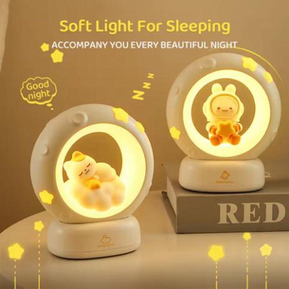 USB Charging Rabbit Cat Night Light Soft Light Moon Cat Light LED Moon Night Light Birthday Gift