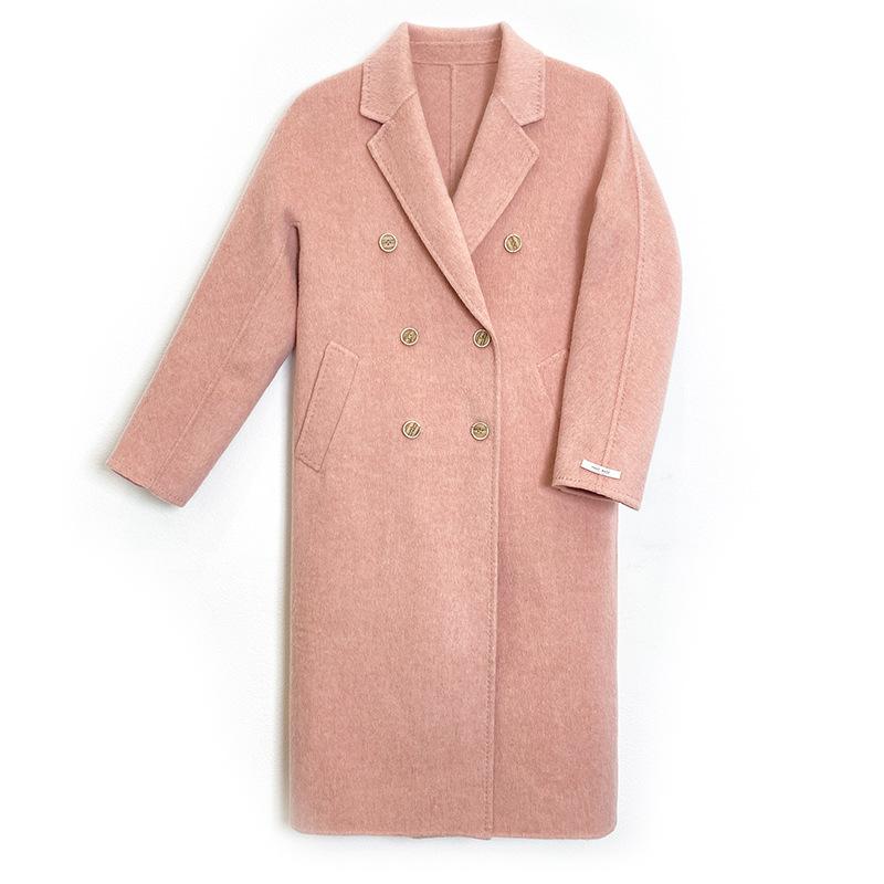 Q504 высококачественное двустороннее пальто из верблюжьей шерсти альпака ручной работы женское, свободное и тонкое качественное шерстяное пальто