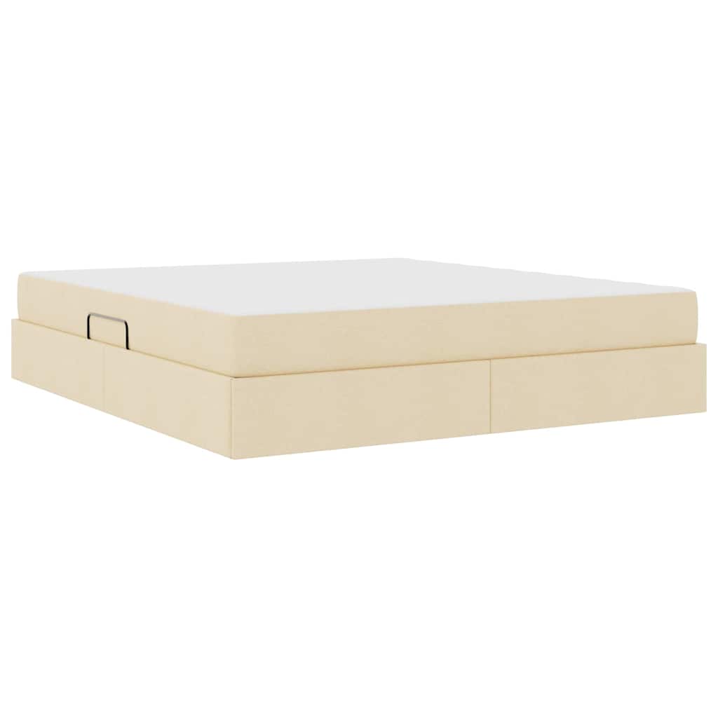 Storage Bed with Mattress Cream 160 x 200 cm Polyester