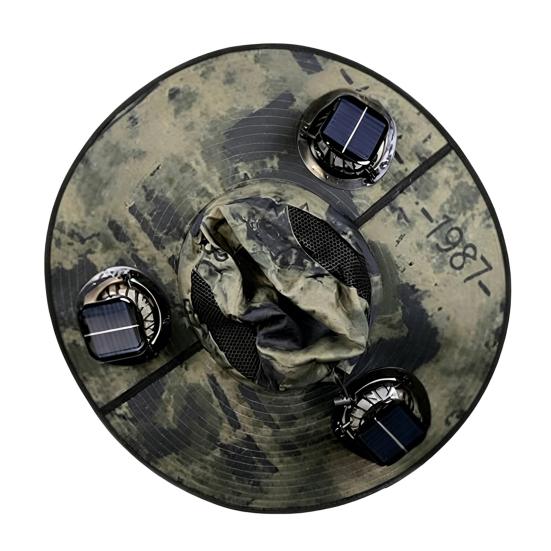 Wide-Brimmed Fan Hat with Solar USB Dual Fans Powered