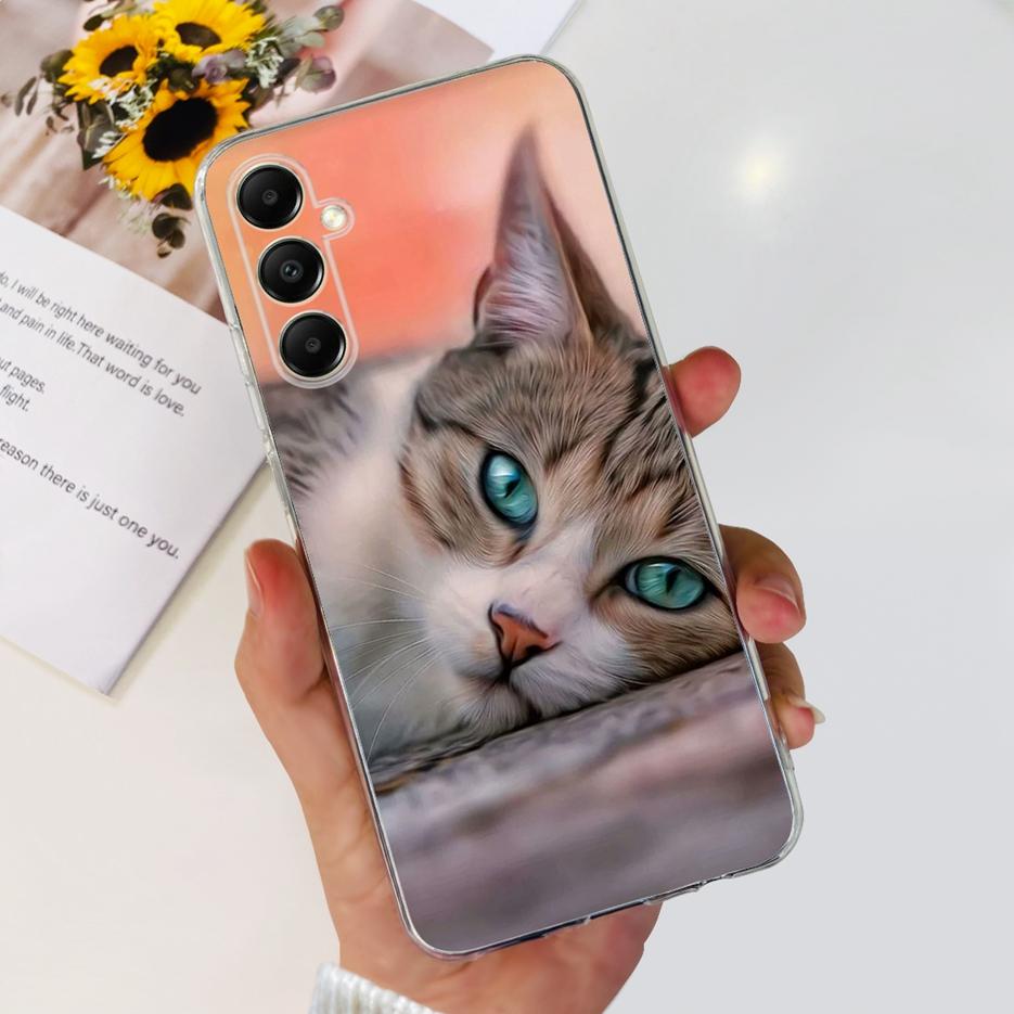 Чехол для Samsung Galaxy A05s SM-A057F Милый мультяшный чехол с кошкой Прозрачный силиконовый чехол для телефона для Samsung A05s A 05s Мягкий бампер