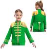Children's 60s Rock Band Costume - British Star Style Gold Lace Top with Long Sleeves for Music Cosplay