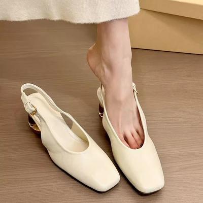 Обожаю ездить на работу! Temperament Square Head Golden Bean Bag Head Пустые сандалии Женские весенние туфли на высоком каблуке с кристаллами