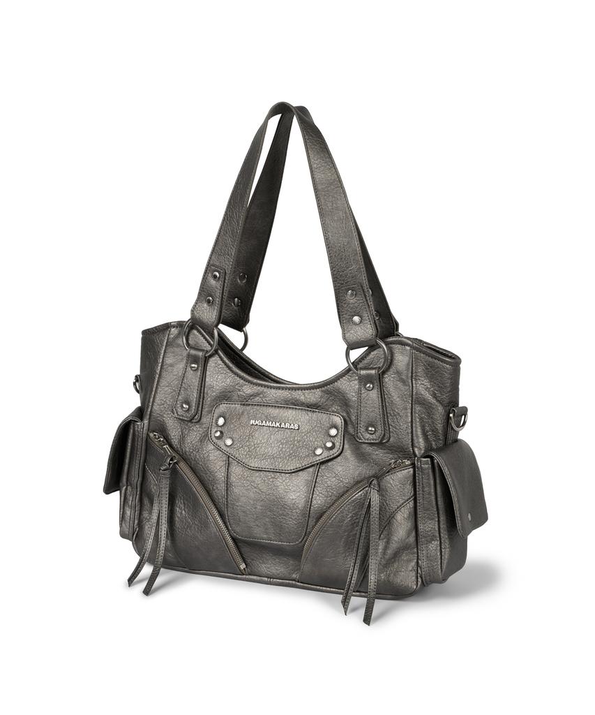 Iugamakaras Studded Leather Shoulder Bag (Silver)