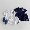 Summer 2024 Korean Polo Collar Two-Piece Set - Trendy Casual Sportswear for Kids