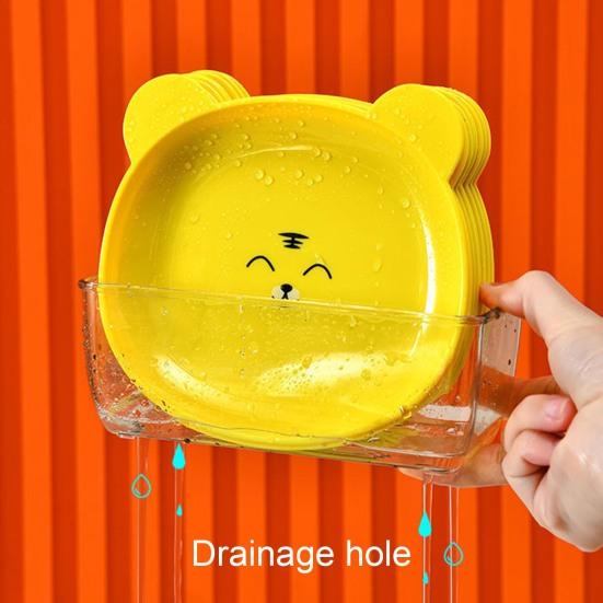 Тарелка для закусок Yousheng с милым рисунком медведя, легко моется, складная, с закругленными краями, многоцелевая пластиковая тарелка для фруктов, экономящая место, кухонная посуда