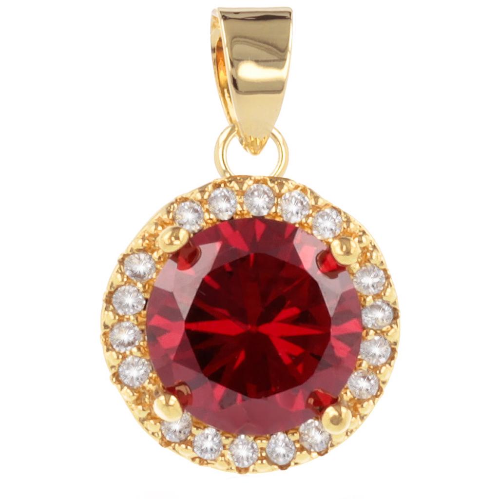 Les Trésors De Lily [Q2692] - Gold Plated Pendant 'Sissi' Red Garnet Gold - 10 Mm