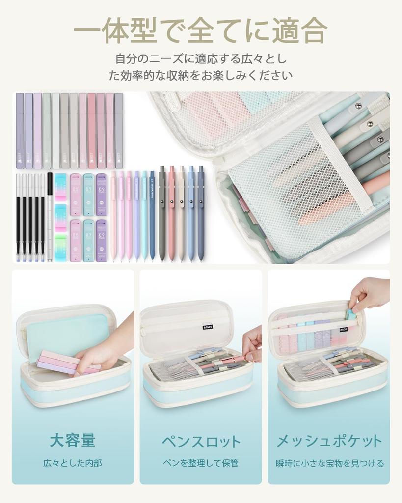 Four Candies Канцелярские товары Карандаш Маркер Шариковая ручка Механический карандаш Школьные принадлежности Поступление в школу Синий Набор, Футляр, Ручка, Ручка, Набор 0,5 и 0,7 и 0,9 мм,