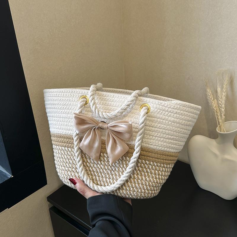 Large Woven Tote Bag For Women 2023 Summer Fashion Sunflower Handbag Casual Vacation Shoulder Bag