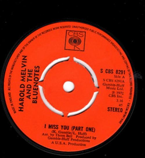7-дюймовая пластинка HAROLD MELVIN & THE BLUE NOTES - I Miss You (Первая часть) CBSS8291 CBS 1972 UK Soul/Funk б/у