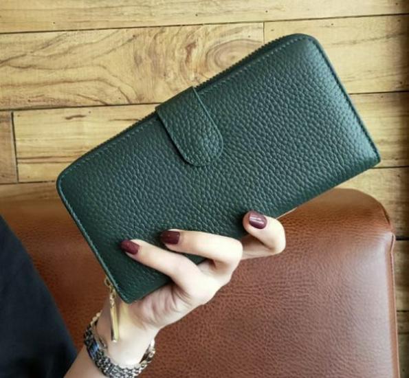 Женская длинная сумка из натуральной кожи: Стильный, простой, многофункциональный двойной кошелек