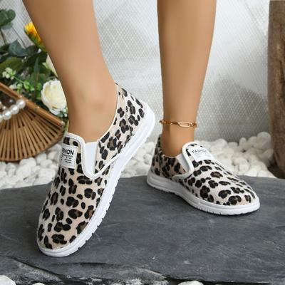 2024 Весна и Осень Модные женские туфли Цветные Блоки Плоские Круглые Носки Замшевые Леопардовый Принт Слипоны Женские Вулканизированные Туфли