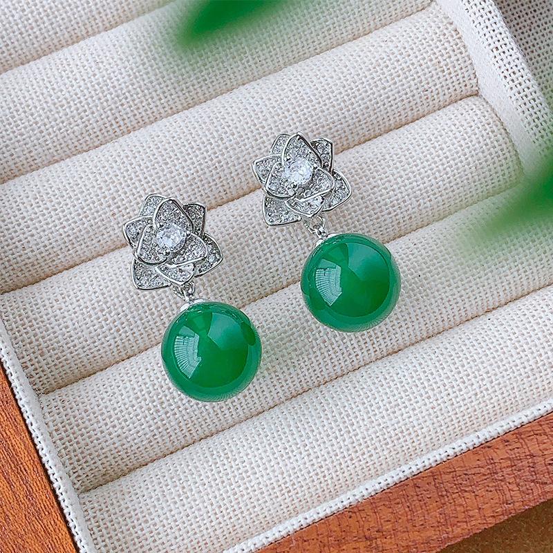 Осенне-зимний комплект украшений ретро-цепочка на ключицу с камелией из серебра 925 пробы серьги-гвоздики универсальные легкие роскошные женские