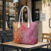 Vintage Gold Floral Pink Daily Shoulder Tote Bag Fashion Women Large Casual Carryall Bag
