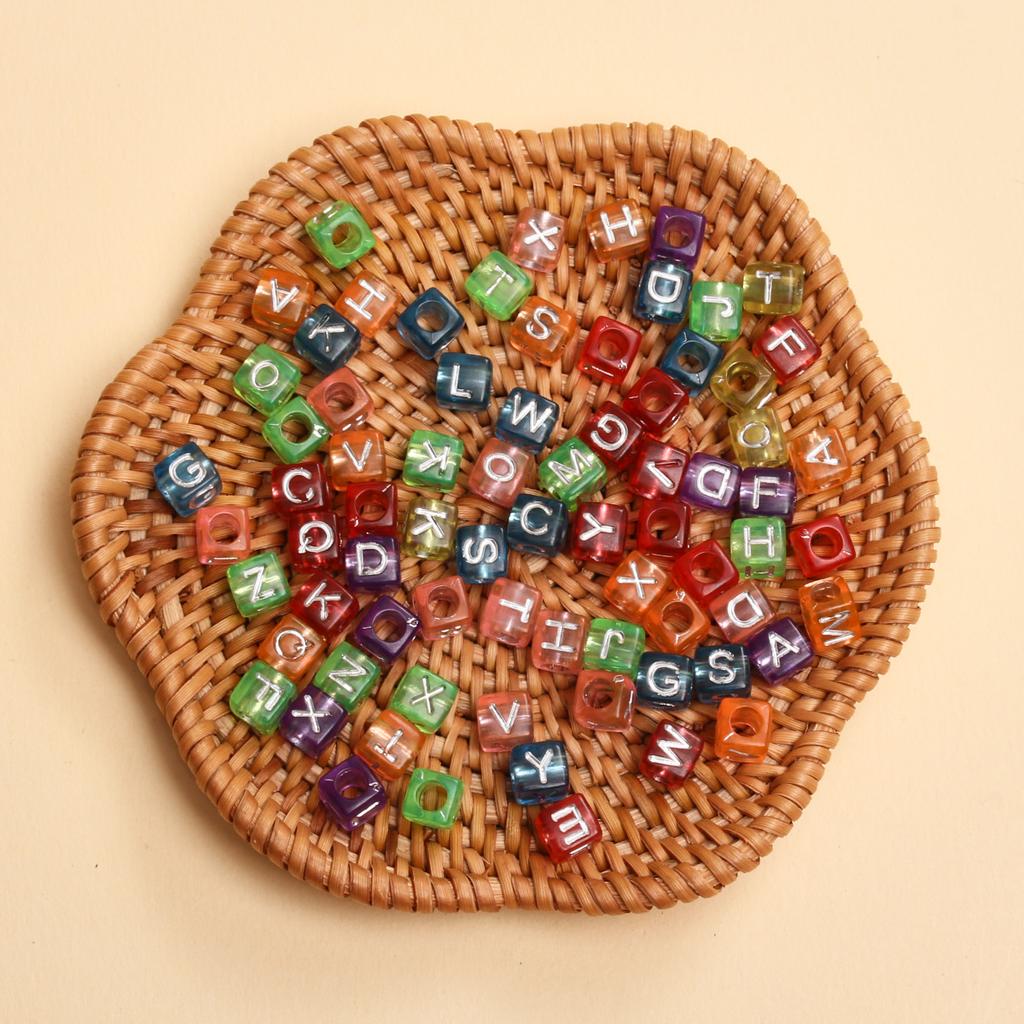 80 шт. 6 мм Квадратный акриловый кубик Буква Свободная бусина для изготовления ювелирных изделий DIY Браслет Материалы ручной работы Подвески Аксессуары