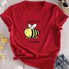 Cartoon Bee Print Crew Neck T-Shirt Casual Short Sleeve T-Shirt For Spring & Summer Women's Clothing