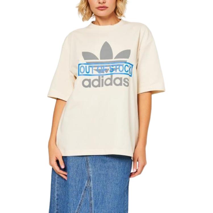 adidas Футболка Originals X Ksenia Schnaider Collaboration с круглым вырезом, свободная, однотонная, с коротким рукавом, женские топы, цвет: белый IU4760