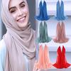 Women Plain Bubble Chiffon Scarf Hijab Wrap  Shawls Headband Muslim Hijabs