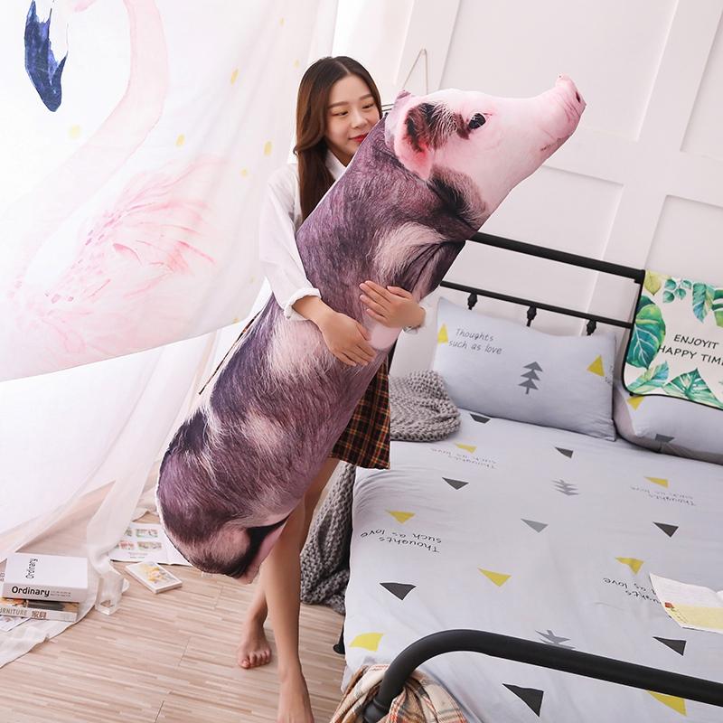 50Cm Sleeping Pig Plush Pillow Stuffed Printing Animal Pillow Lumbar Support Bed Chair Cot Decor Cushion