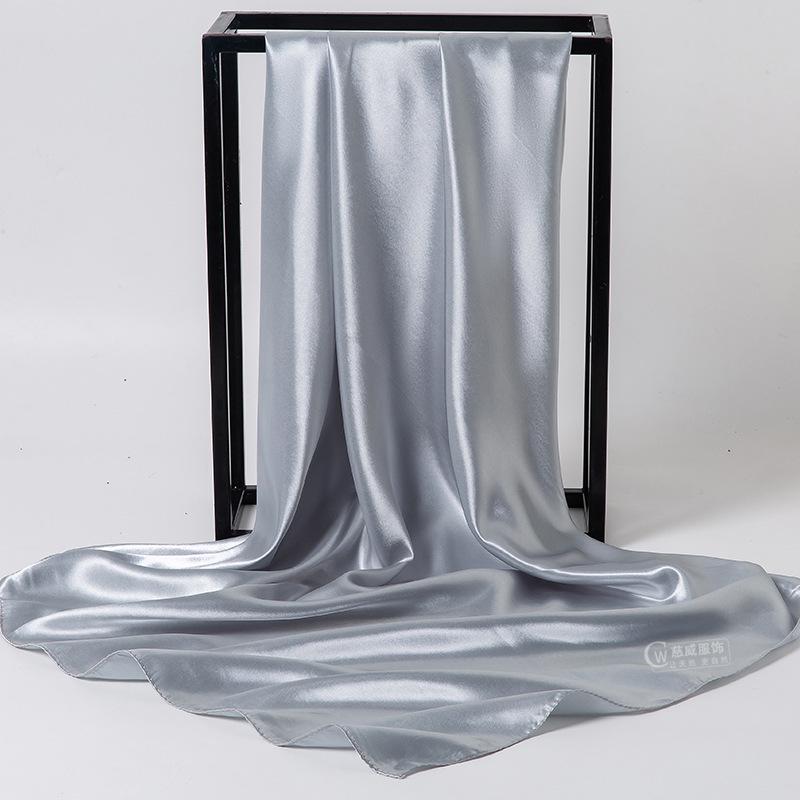 Элегантный квадратный шарф из атласного шелка для женщин - 90x90 см Монохромный аксессуар для весны и осени