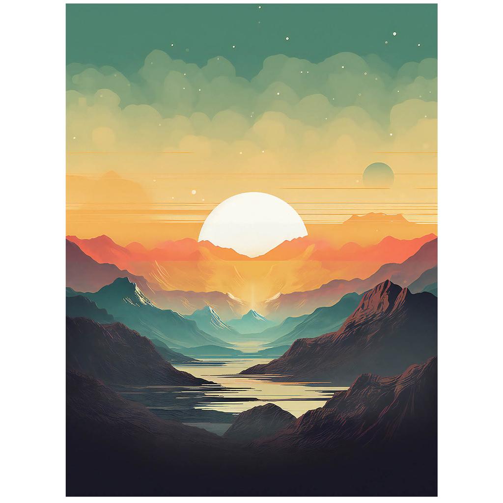 Spokój Górskich Pasteli Spokój Górskich Pasteli, 50X70 Cm, Rama Aluminiowa Czarna, Papier Matowy 230 Gsm