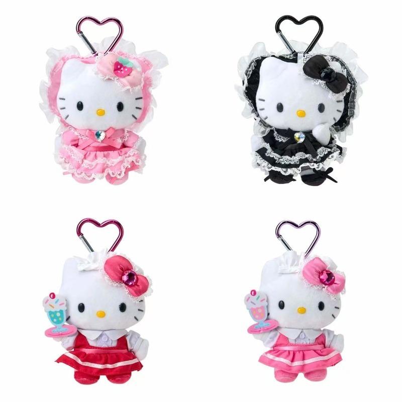 Maid Dessert Series Hello kitty Plush Doll Toy Keychain Maid Loli Lace Black Skirt kitty cat Stuffed Plushies Bag Pendant