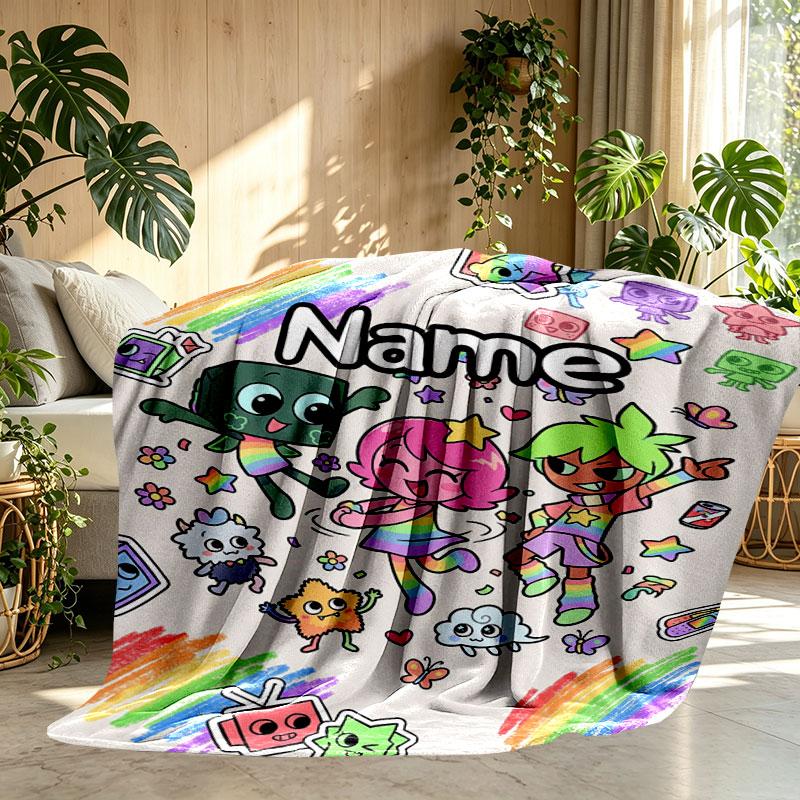 Custom Name Personalized Dandy's World Print Blanket, Home Decor, Bedroom, Sofa, Camping, Couch, Gifts for Birthday Christmas