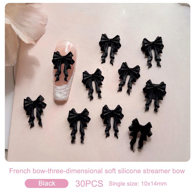 30 шт. красочные ленточные банты для ногтей, подвески, ленточные галстуки, детали для ногтей, смоляные 3D-украшения для ногтей, аксессуары Kawaii