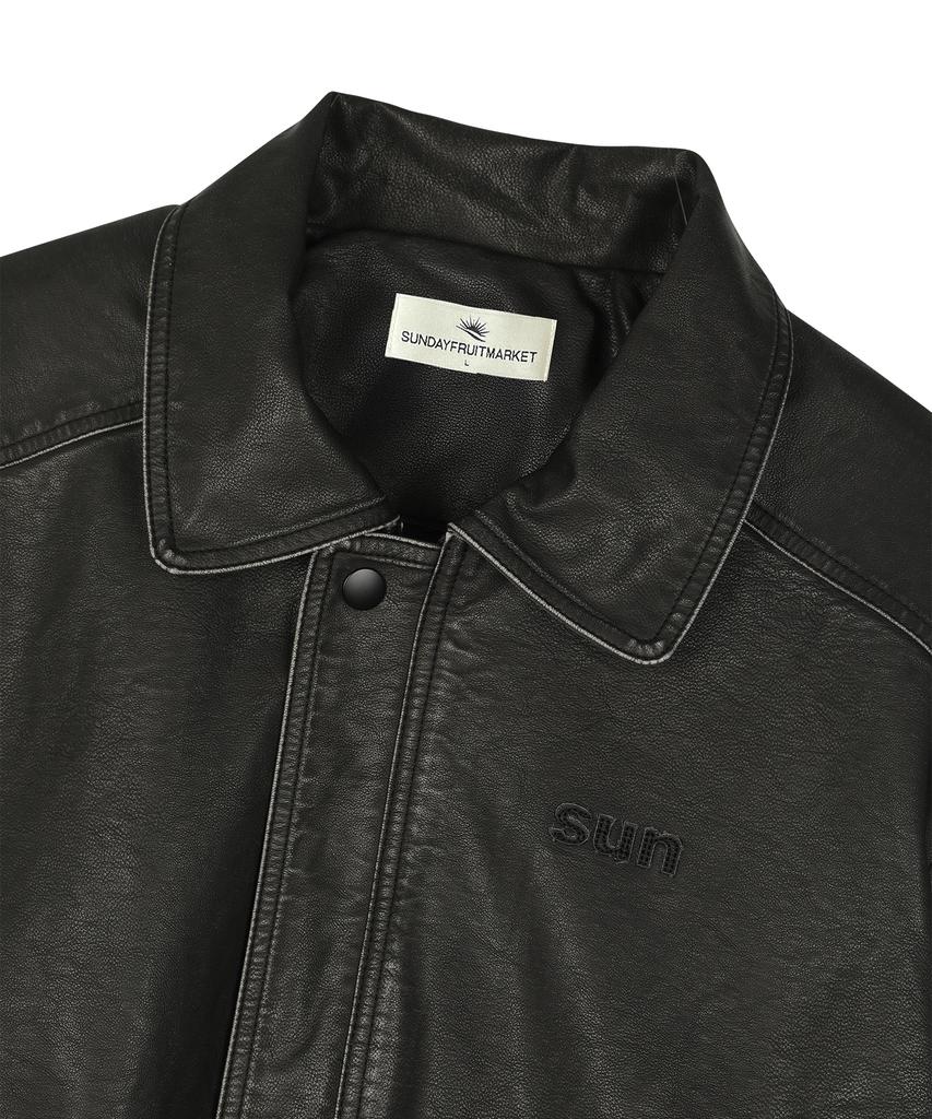 Sunday Fruit Market Sunday Vintage Leather Jacket Black