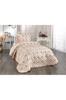 Комплект стеганого покрывала Parolin 2шт, покрывало 180х240, наволочка 50х70, одинарный размер, на шнуровке, бежевый