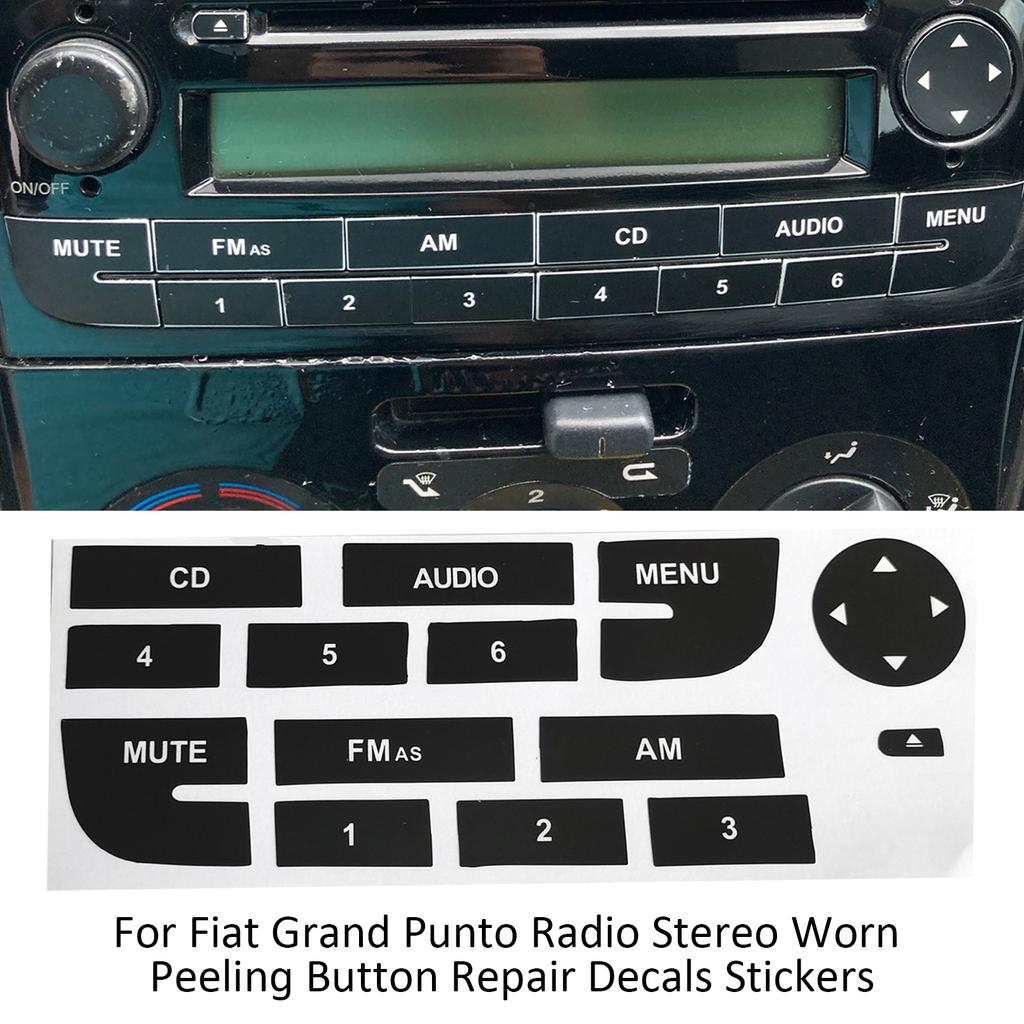 Car Radio Button Repair Sticker For Fiat Grand Punto Radio Stereo Worn Peeling Button Repair Decals Stickers Exterior Accessory