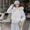 Утолщенная зимняя хлопковая одежда женская короткая дизайнерская с капюшоном ежегодная модная хлопковая куртка новый большой меховой воротник