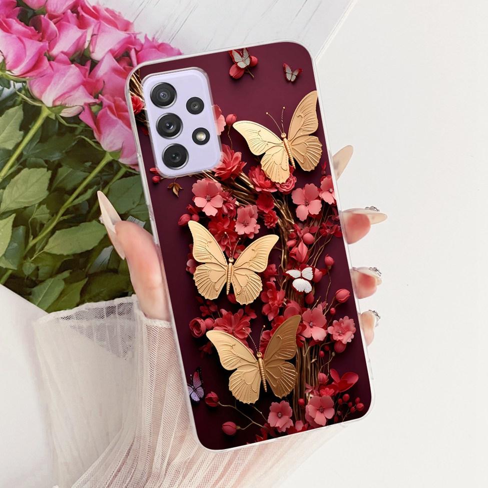 Прозрачный чехол для Samsung Galaxy A72 4G Милые модные цветы Забавный расписной корпус для Samsung A72 4G SM-A725M SM-A725F Чехол