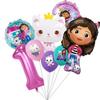 Gabby Dollhouse Cats Balloon Birthday Party Decorations green pink Cat Tableware Tablecloth Napkin Plate Cups Sticker Party Supp