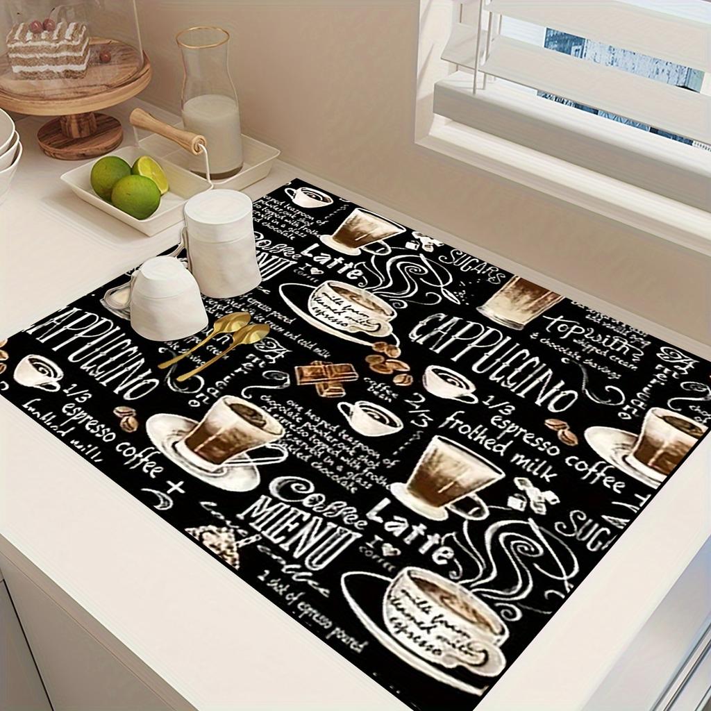 1 dona Rezina Quritish Mat Retro Qahva Idishlari bilan Qahvaxona Restoran Oshxona Gilami Idish-Tovoq uchun Chidamli Diatom Loy Stol Mat Pet Mat Qahva uchun Idishlar