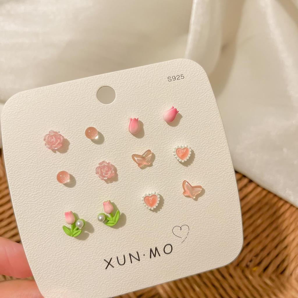 Летний комплект из серебряных сережек-игл: Милые, свежие, универсальные ушные косточки и гвоздики