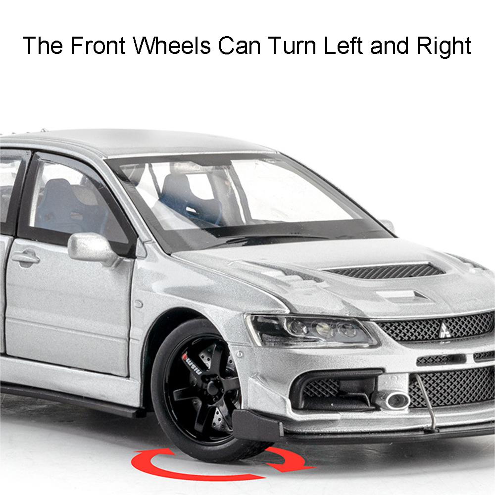 1:32 Model Toy Mitsubishi Lancer Evolution IX Sports Cars Alloy Diecast Pull Back 6 Doors Opened Sound Light Supercar Kids Gifts