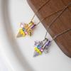Simple Elegant Flower Zircon Necklace Colorful Enamel Pendant Ice Cream Necklace  Valentine's Day