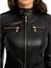 AL KHALID Real Soft Black Lambskin Leather Motorcycle Style Women's Jacket Biker Stylish