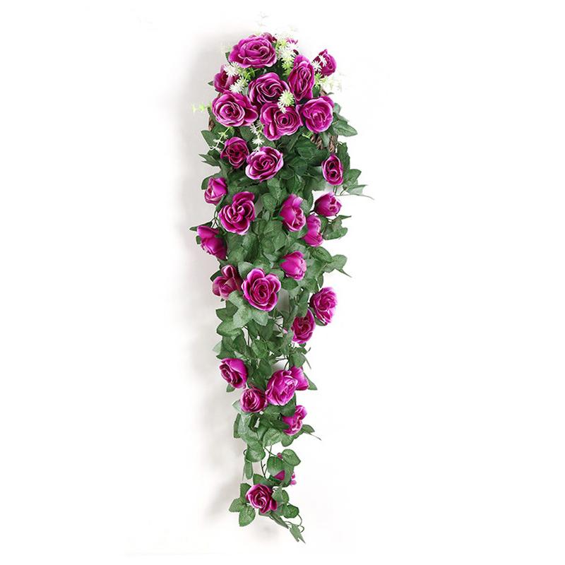 Good Home Decor Home Garden Decor Hanging Rose Flowers Vine Plant Indoor Fake Artificial Flower Outdoor