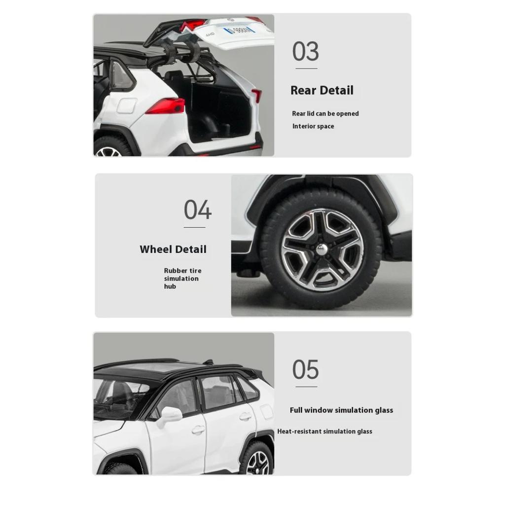 Масштабная модель автомобиля Toyota RAV4 из сплава 1:32, изысканное настольное украшение, лучшая коллекция для энтузиастов моделей автомобилей, подарки на Хэллоуин